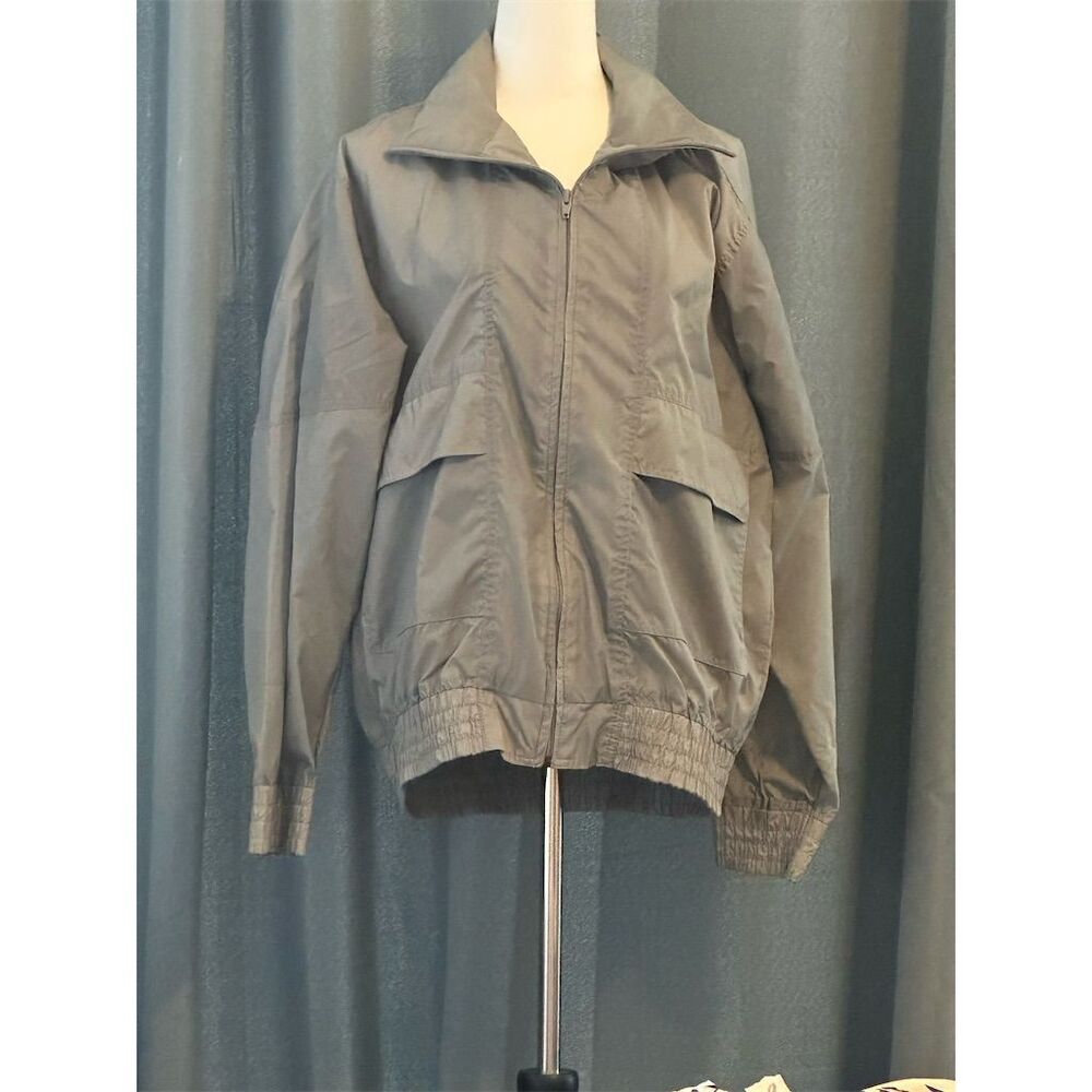 Haband Men's Beige Windbreaker Jacket Size M Mid-Length Fall Zip Front